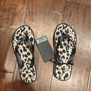 Versace Jeans Couture Leopard Print Flip Flops